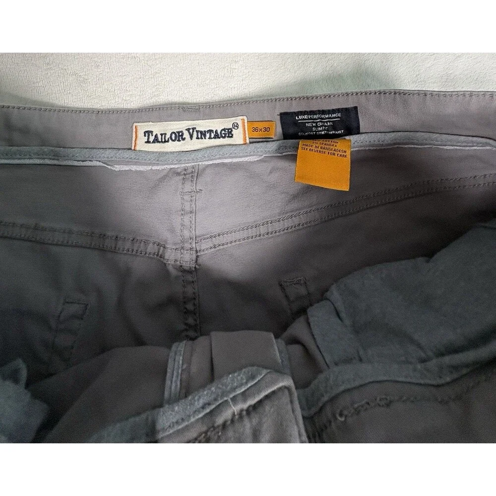 Tailor Vintage New Canaan Gray Slim Fit Comfort Stretch Pants Men’s 36x30 Chino